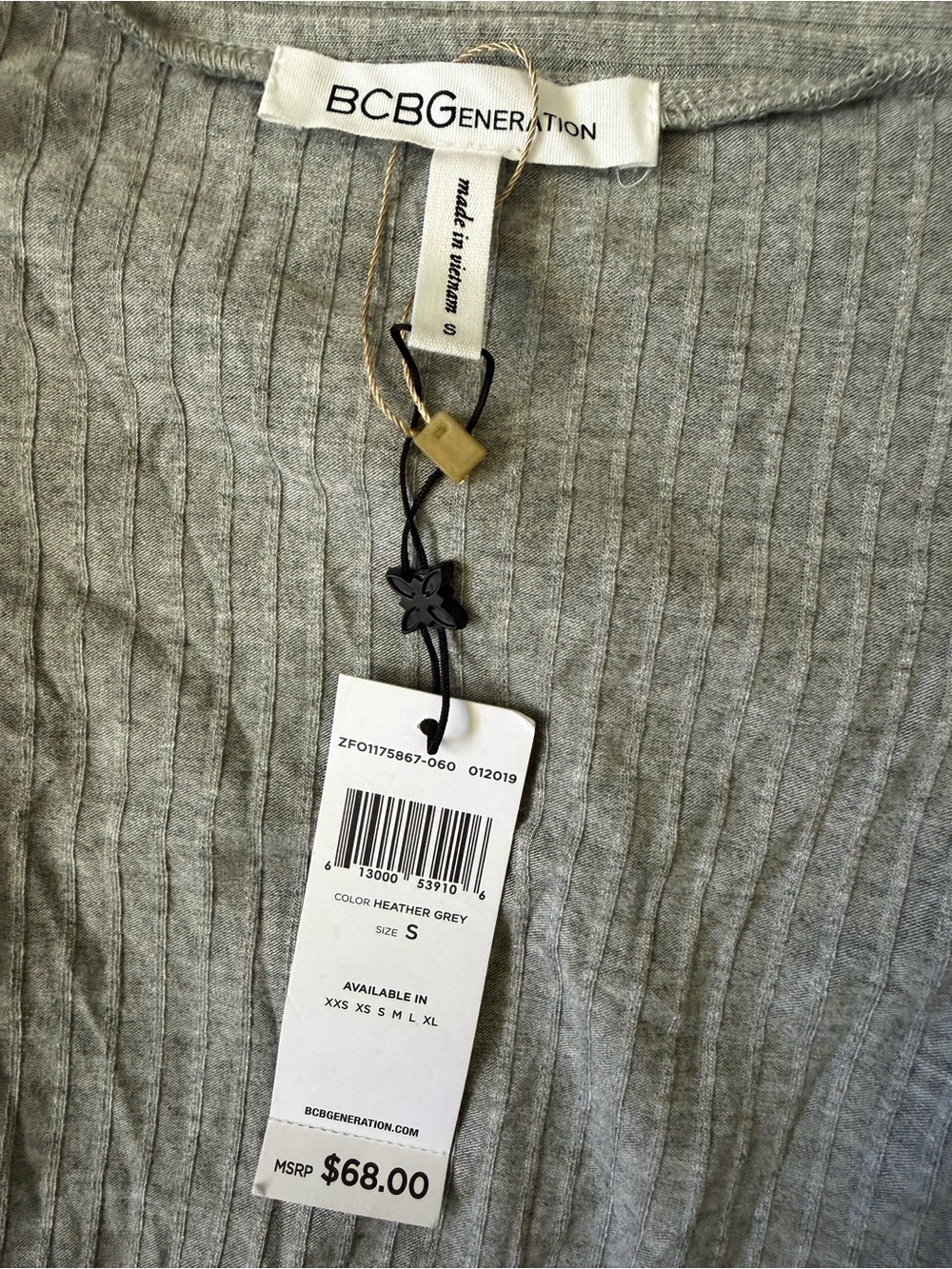 BCBGeneration Gray Ribbed Off-Shoulder Top - Picture 6 of 10